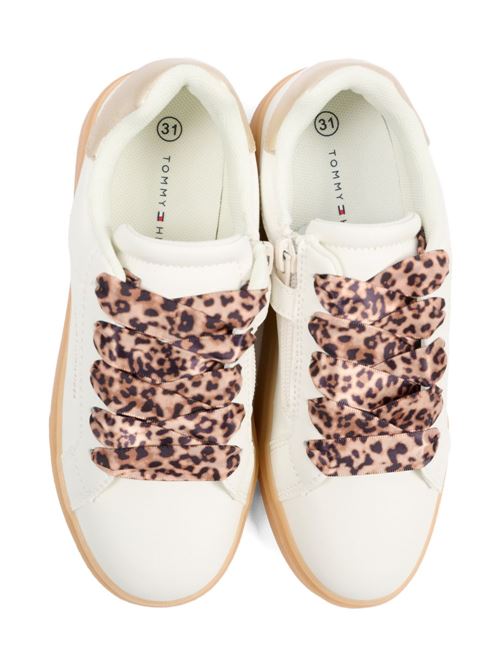 Sneakers bambino Tommy Hilfiger bianche e platino allacciate TOMMY HILFIGER KIDS | T1A9342301355X024